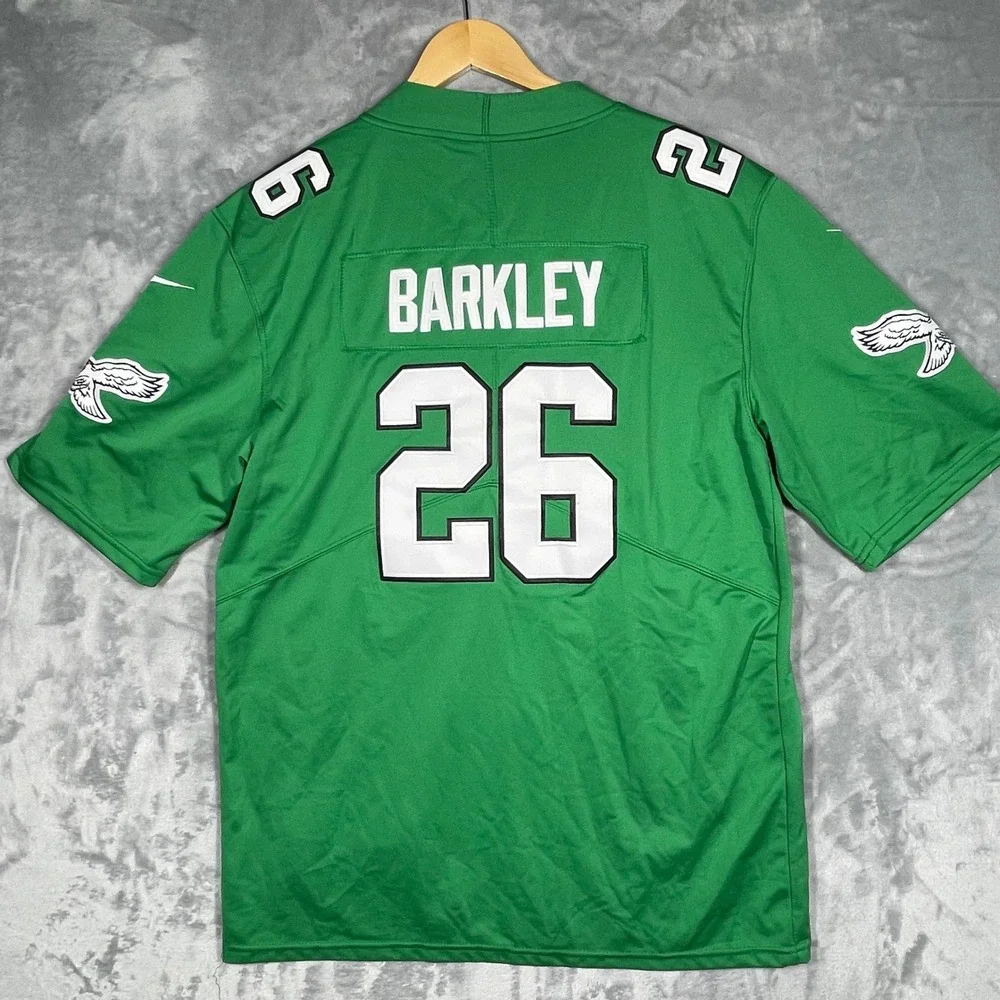 Nike Philadelphia Eagles Saquon Barkley 26 Kelly Green Throwback Jersey Mens L